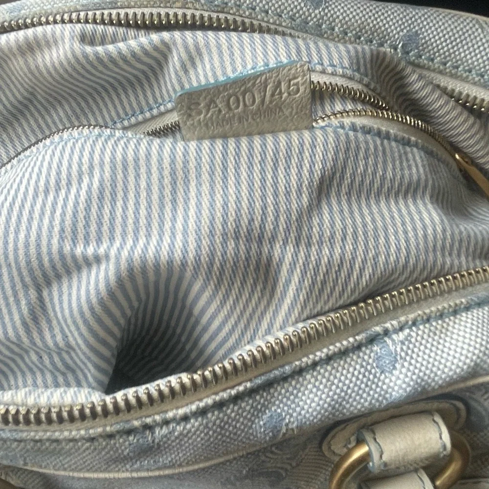 CELINE C Macadam Canvas Hand Bag Light Blue - Picture 13 of 14